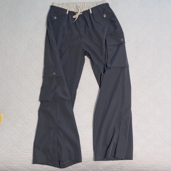 Gray baggy pants elastic waist with tie - Picture 1 of 6